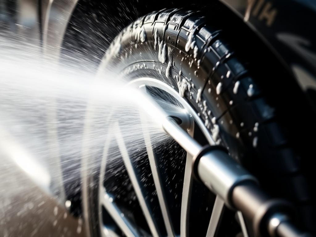 Pressure washing wheel arch